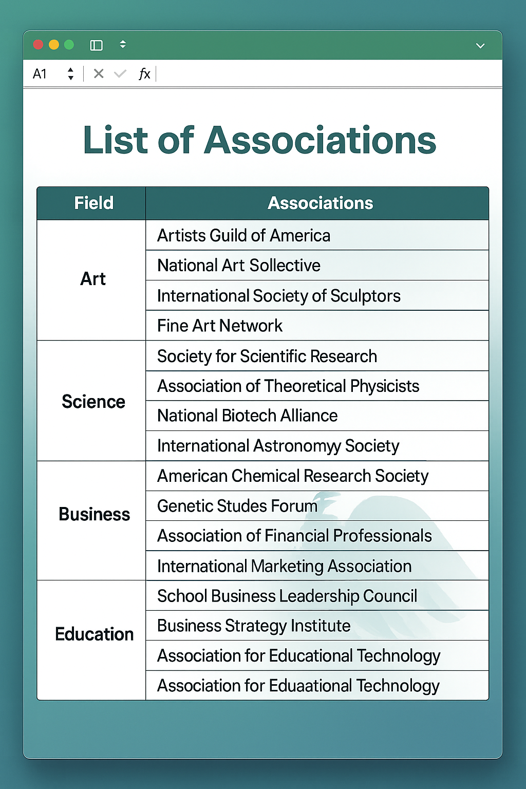 List of Associations